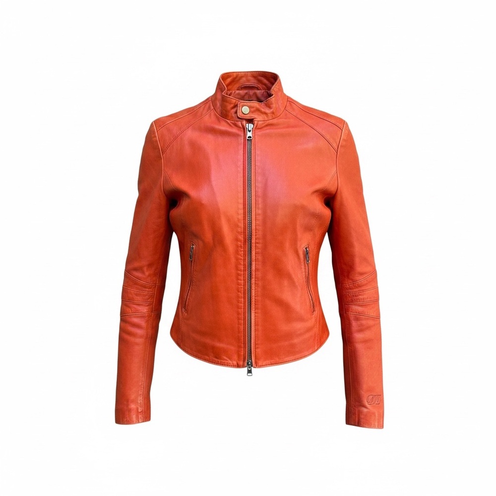 Danier Burnt Orange Leather Moto Jacket
